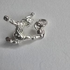 Silver Soccer Player Charm Pendant Sterling Silver